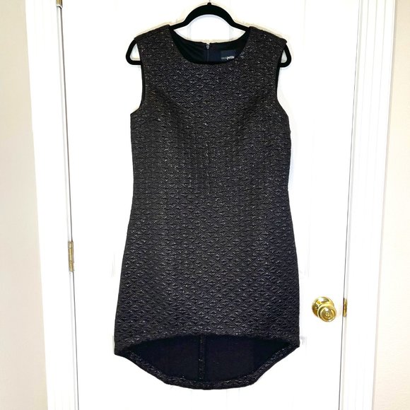 ASOS Petite Sleeveless Metallic Embossed Black Dress 10P - Picture 1 of 8